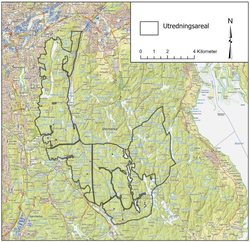 Området hvor forskerne har vurdert naturverdiene.