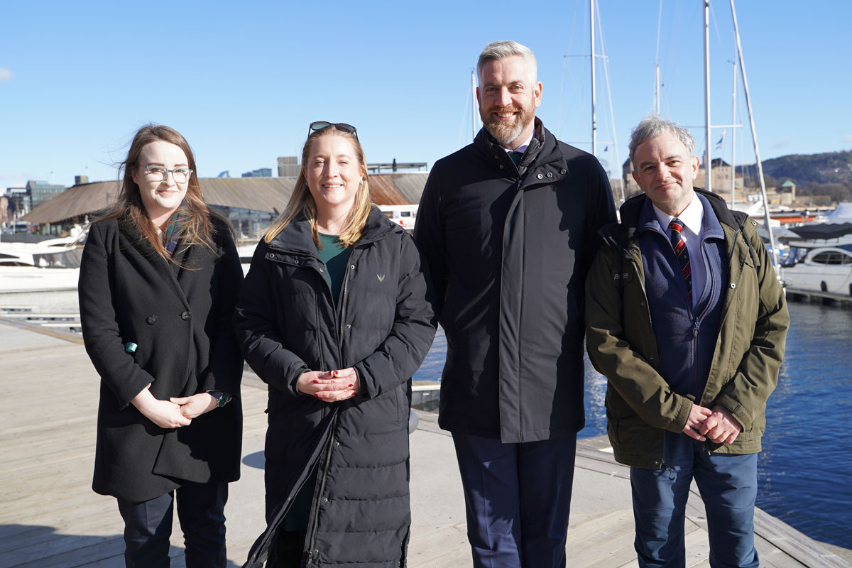 In Oslo to discuss the white-tailed eagle project, future collaboration, and nature restoration. From left: Claire Thompson, Claire Buckley, Christopher O’Sullivan and Duncan Halley. Photo: Camilla Næss